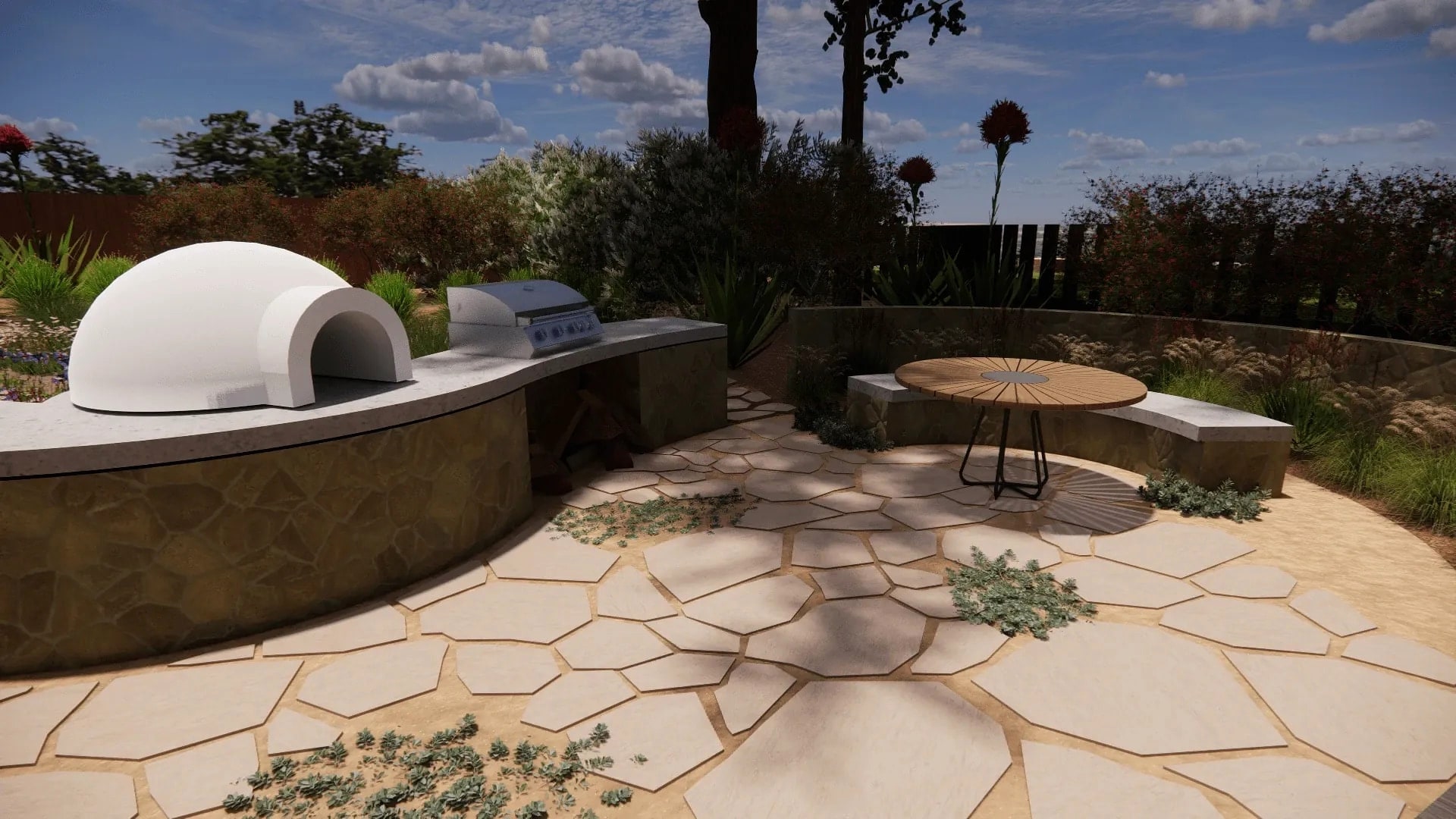 Garden path through structured landscape planting